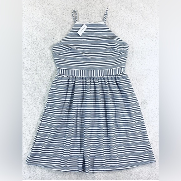 Banana Republic Womens Stripe A-Line Halter Dress with Pockets Size 2, 4, 4P NWT - Picture 2 of 6